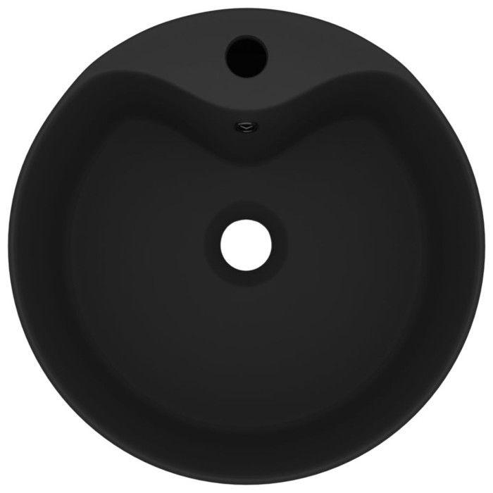 VidaXL Lavabo de Luxe avec Trop-plein Vasque à Poser de Toilette Lave-mains de Salle de Bain Salle Cosmétique Maison Noir 147041