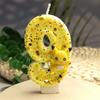 Number 0 Birthday Candle with Decorative Figure Glitter Embedded Wax Cake Topper for Children's Party Baking Supplies
