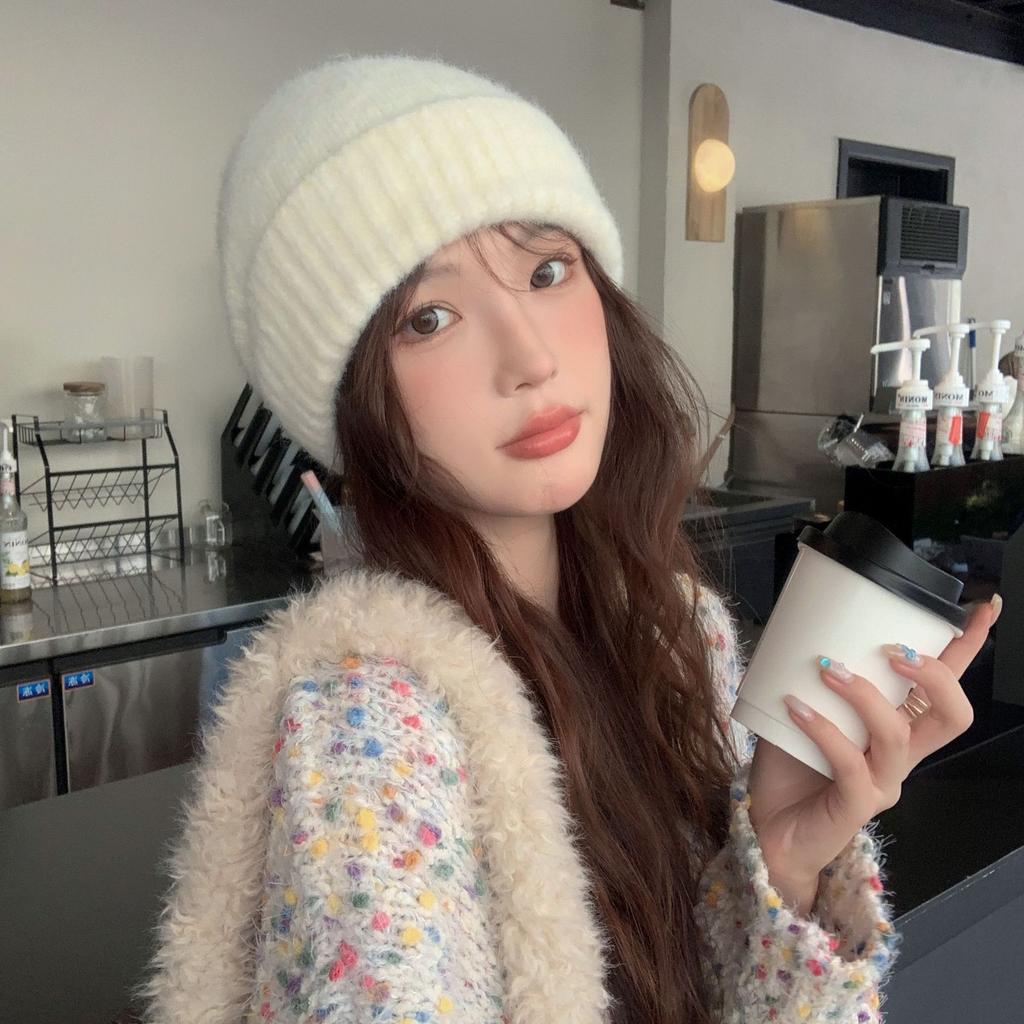 Women's Autumn and Winter New Style Stacked Knitted Hats Warm Windproof Ear Protection Cold Hat Japanese Pullover Wool Hat