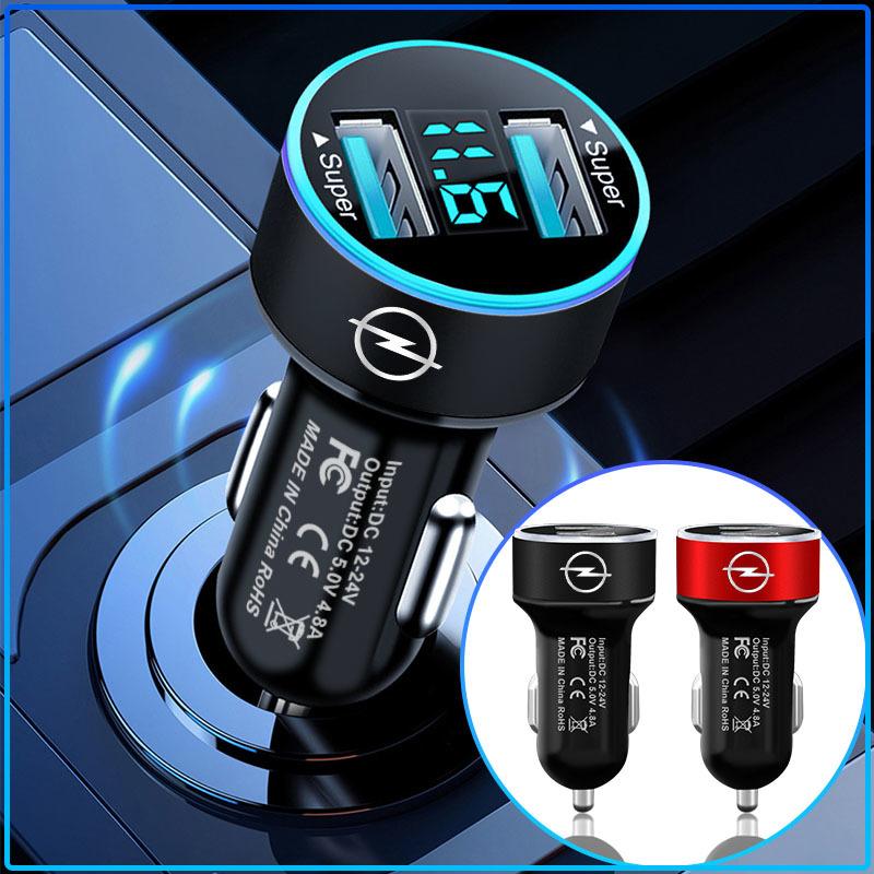 Car Charger 2 USB Ports Fast Charging Digital Display Car Accessories For Opel Astra H G Corsa Insignia Astra Antara Meriva Zafira Interior