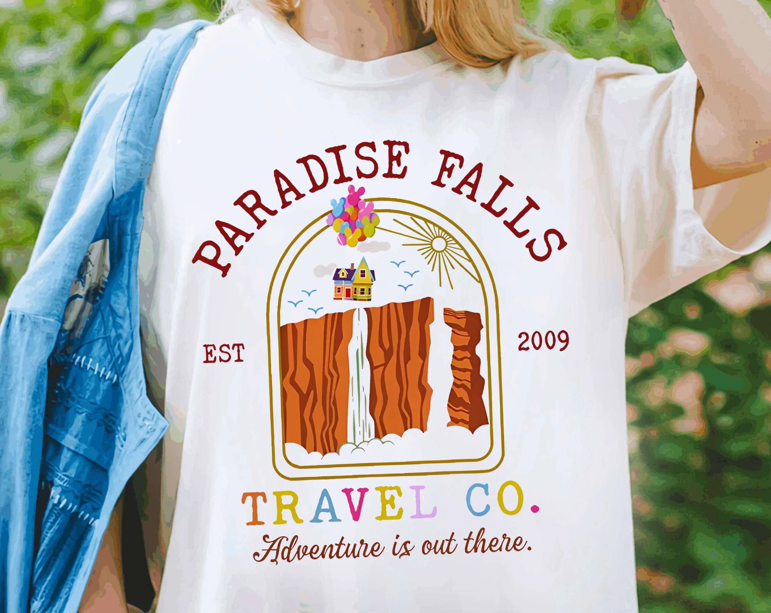 Women and Unisex Retro   Pixar Up Movie Shirt Paradise Falls Travel Co Adventure Is Out There TShirt Wdw Magic Kingdom Tee S