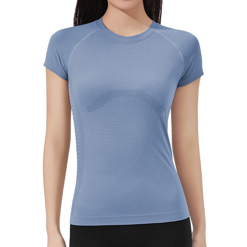 

Women s Short Sleeve Sports Top: Breathable, Slimming, High Elasticity for Yoga, Pilates, Running, Training, and Casual Wear. Medium синій