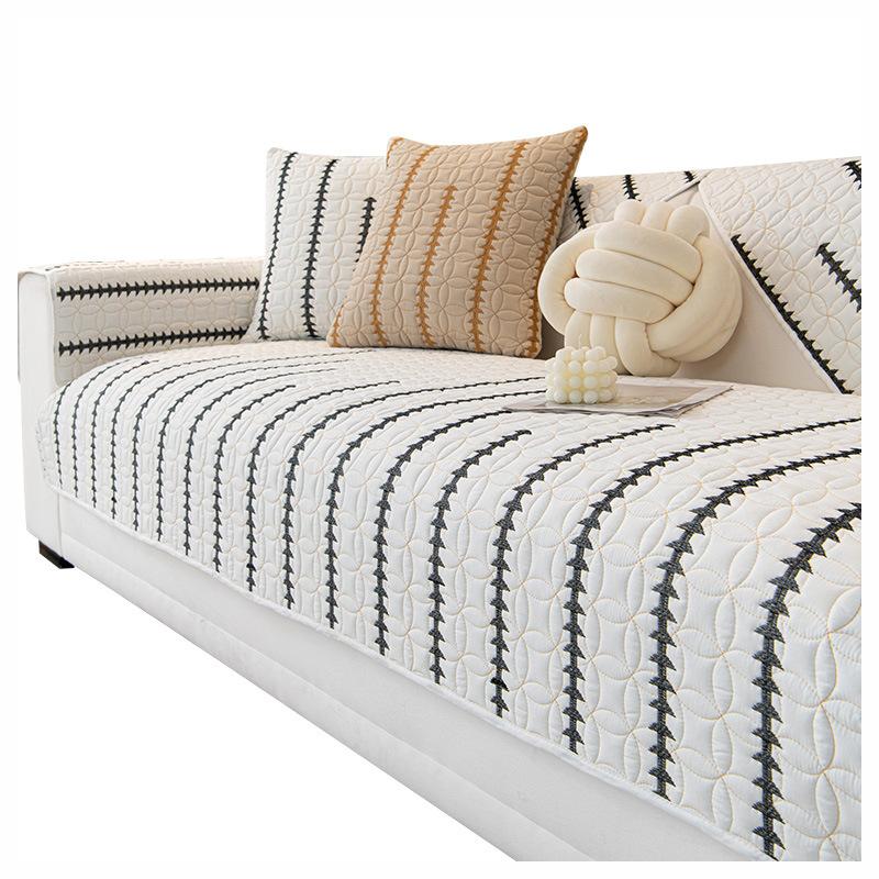 Nordic High-Grade Striped Sofa Cushion Non-Slip Wear-Resistant Four Seasons Universal Sofa Cover Cloth Spring and Summer Backrest Towel