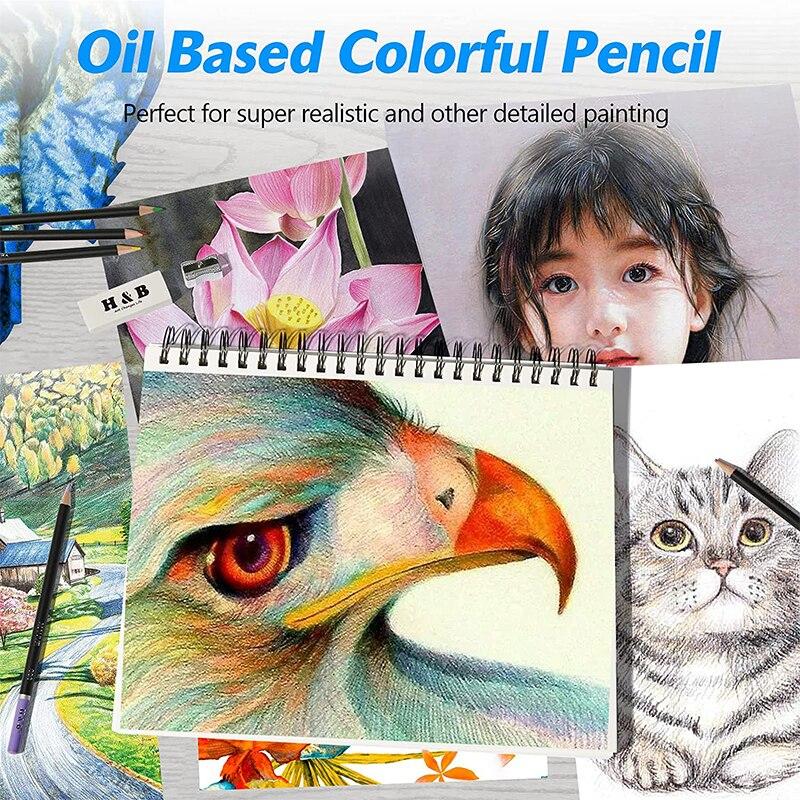 72 120 Colors Colored Oil Based Soft Core Drawing Pencil Set with Pencil Case Art Supplies Gift for Adults Beginners Artist