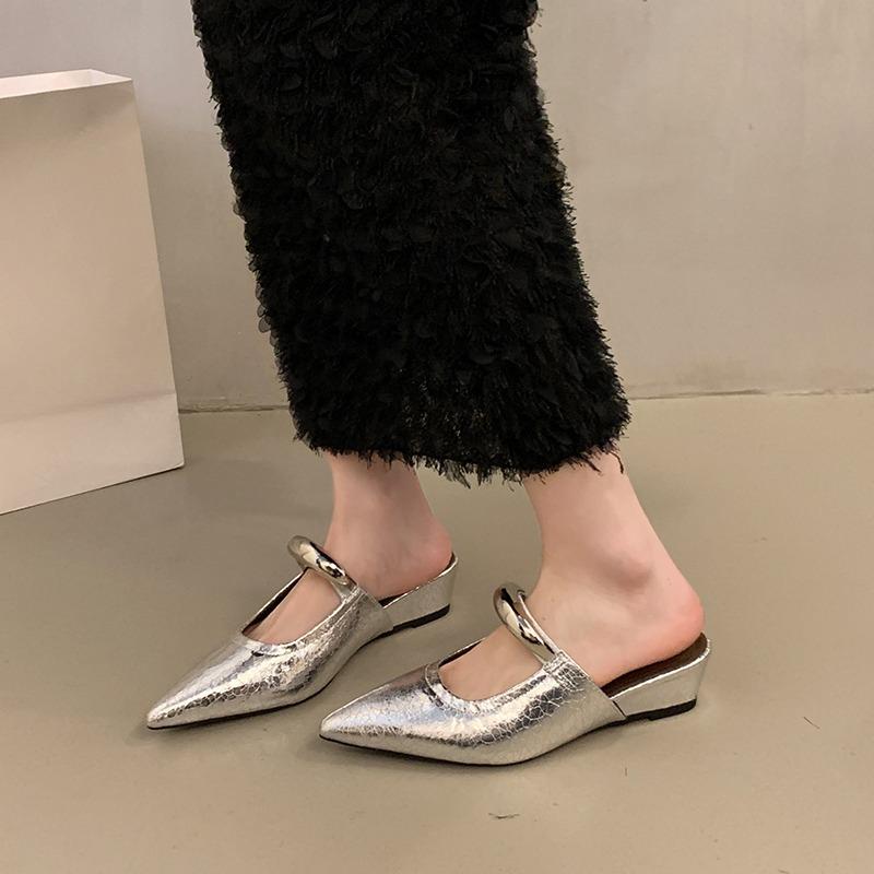 Fashion 2025  Spring Summer Women Mules Slippers Shoes Fashion Cover Toe Slip On Shoes Ladies Casual Street Style Wedges Heel Sandalias