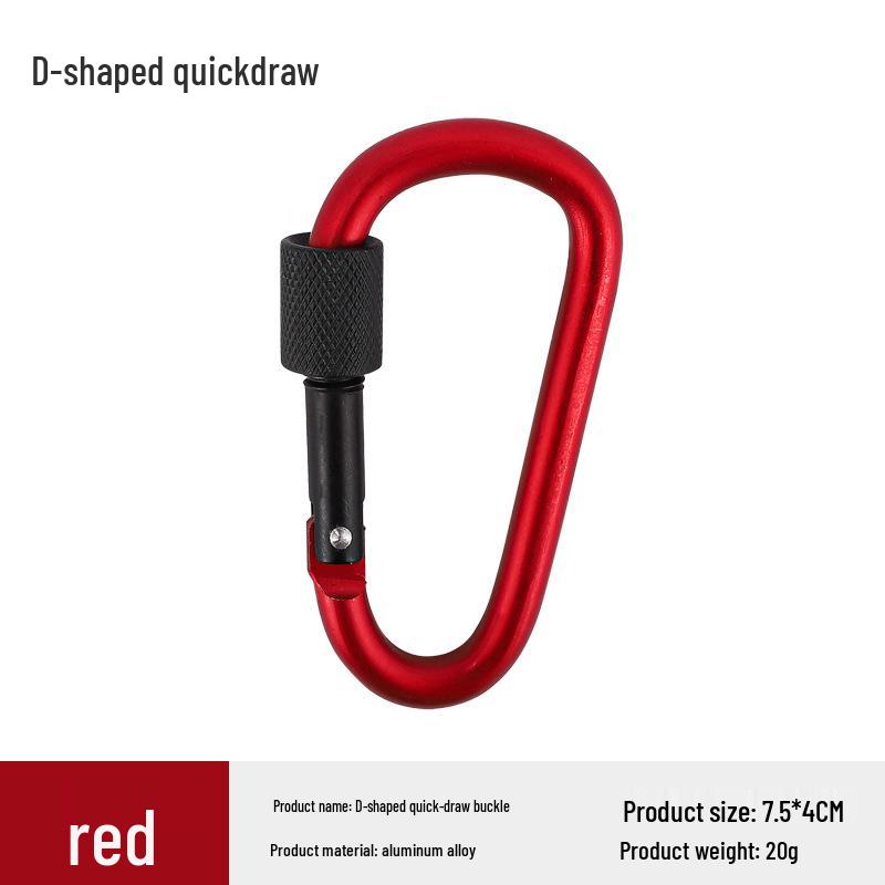 Aluminum Alloy Carabiner Quickdraw with Lock – Keychain D-Ring Hook & Backpack Buckle for Water Bottle or Wind Rope.