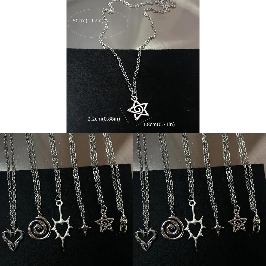 Geometric Alloy Pendant Necklace Set With Cross Chain For Fashionable Women