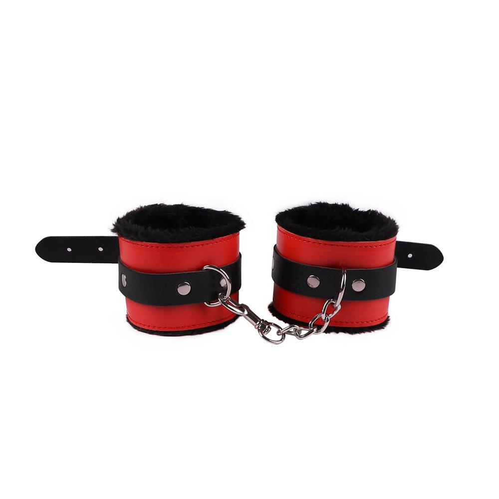 Erotic Bdsm Set Sexy Leather Plush Sex Bondage Kit of Handcuffs Feather Blindfold Flirt Exotic Accessories for Couples Sex