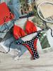 Sexy Black Polka Dot Print Micro Bikinis Sets Two Pieces Halter Back Tie Thong Swimsuits Bathing Suit Swimwear Biquini Tankini