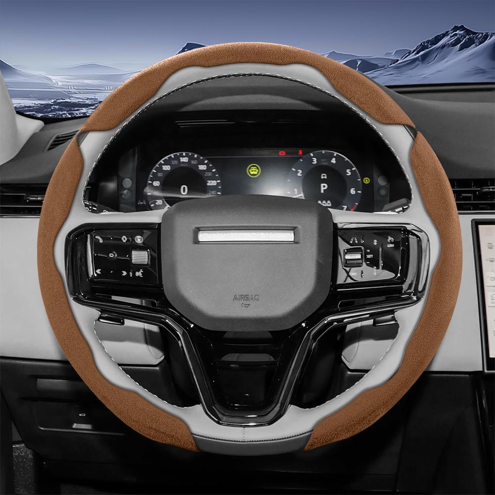 bpzsw1 Suitable for Land Rover Sports Suede Steering Wheel Cover, Split Snap-On Anti-Slip Style, for Models Such as Defender, Range Rover, Evoque, 