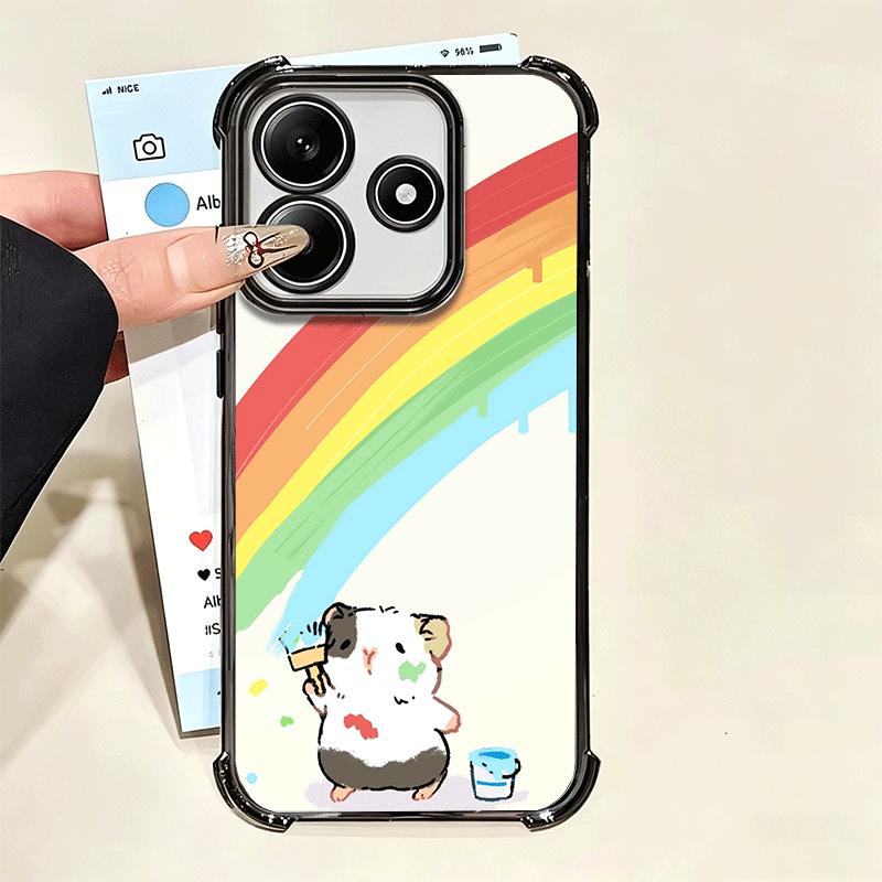 Cartoon Cute Hamster Plating Phone Case For Xiaomi Poco X5 X6 X7 X8 Pro Max F8 Ultra F7 M8 M7 M5S Redmi 15C 15 14C 13C 13 X3 12C