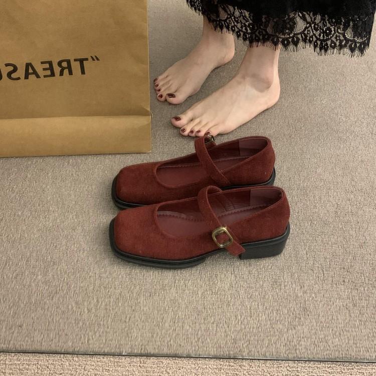 French Retro Platform Thick Heel Mary Jane Single Shoes Women's 2025 Spring and Autumn New Versatile Light Mouth Square Head Grandma Shoes