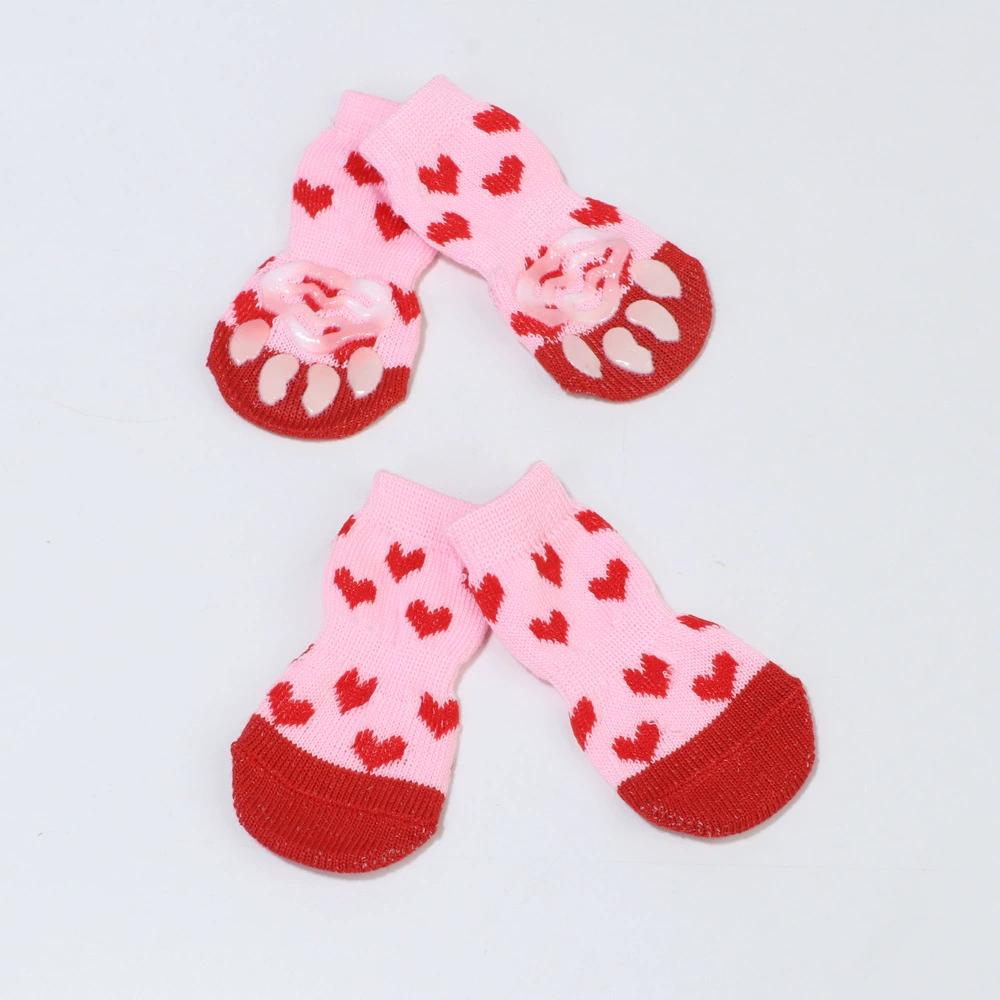Pet Socks Dog Paw Covers - High-Quality Non-Slip Soles Cotton Socks for Small Dogs & Teddy Dogs (Pet Supplies) 4PCS/Set