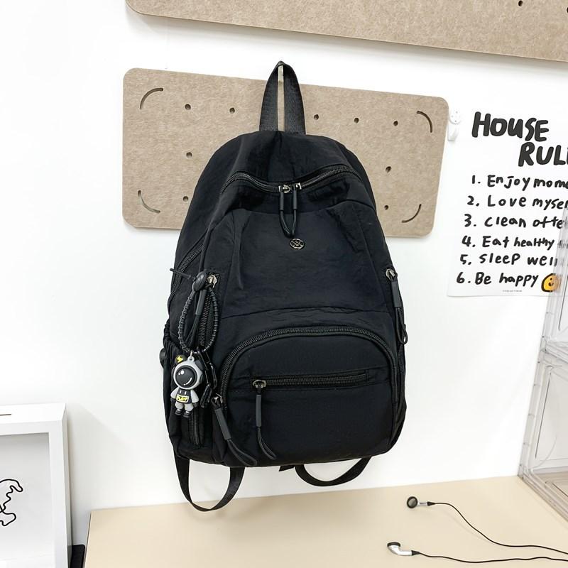 Lightweight schoolbag female solid color water-proof multi-pocket computer commuting backpack college student class travel backpack