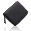 Damen-Bifold-Portemonnaie mit Akkordeon-Kartenfächern (Schwarz) Echtes Leder Diebstahlschutz Runder Reißverschluss Münzbeutel Scheinfach Groß