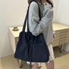 Large Capacity Denim Tote Bag Leisure Canvas Bucket Bag Oxford Drawstring Shoulder Bag  Students