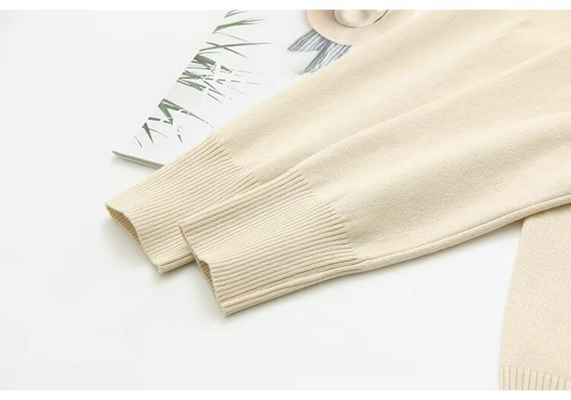 2024 Autumn Plus Size V-Neck Knit Cardigan Long Sleeve Versatile Sweater for Women