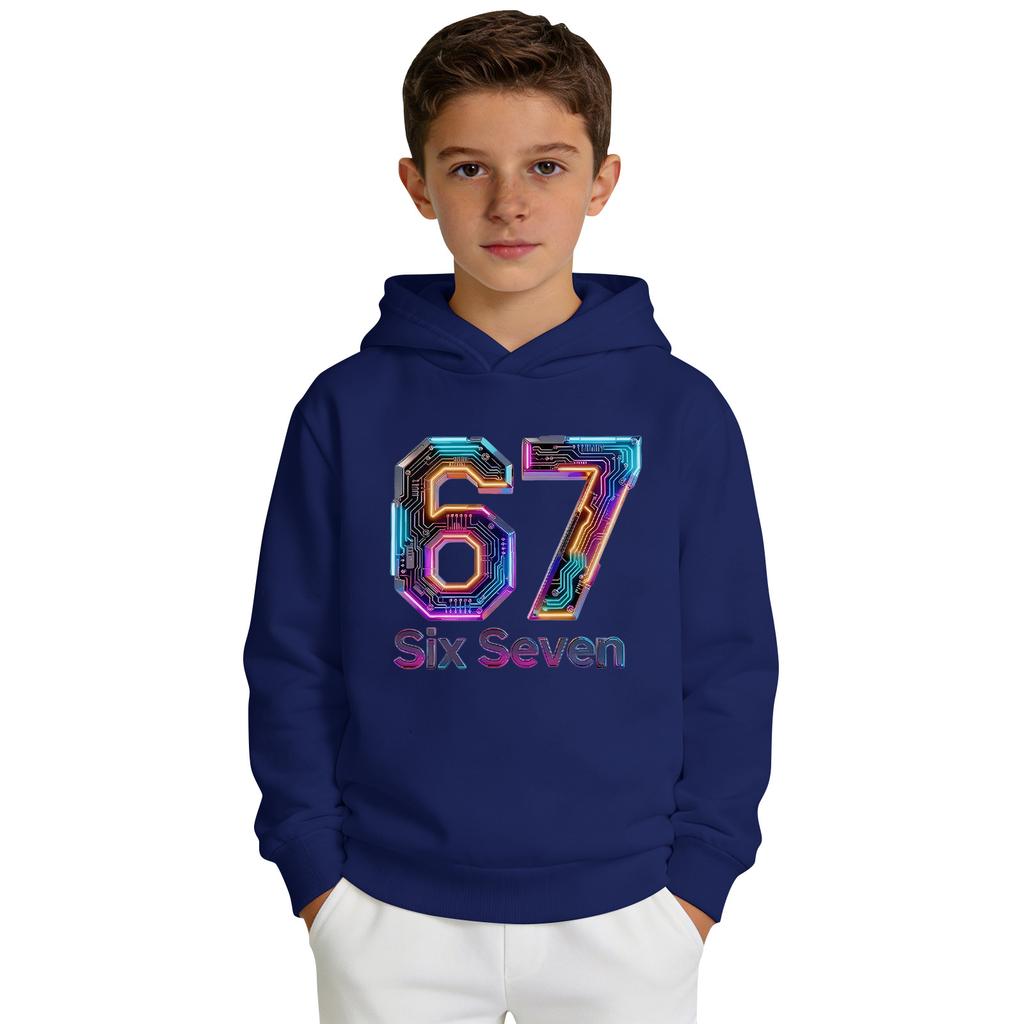 Jungen Bedrucktes Kapuzen-Langarm-Sweatshirt Lässiges Sport-Komfort-Sweatshirt