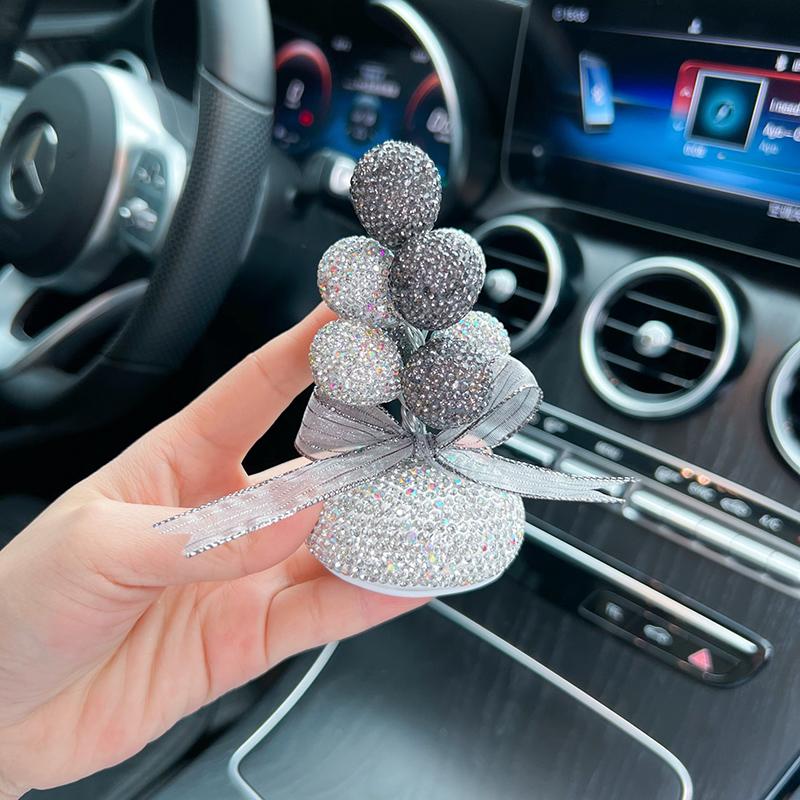 Luxury Cute Clay Inlaid with Diamonds Balloon Car Ornaments Dashboard Decoration Pendants Charms Auto Interior Accessories