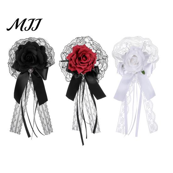 Cosplay Party Headwear Rose Bow Hair Clip, Lace Pearl Hairpin, Lolita Gothic Bowknot Romantic Bridal Accessories Hairpin for Women Bride Wedding