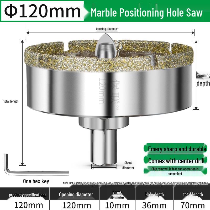 Positioning Drill Bit for Tile, Glass, Marble, and Stone Drilling