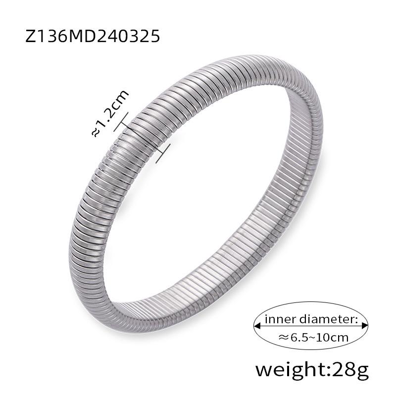 Wind Light Luxury Personalized Goose Throat Elastic Bracelet Women's French Titanium Steel Gold-plated Smooth Wide Version Bracelet Jewelry