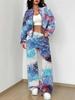 Black Retro Style Explosion Autumn and Winter New European and American Women's Clothing Flower Printing Suit Women