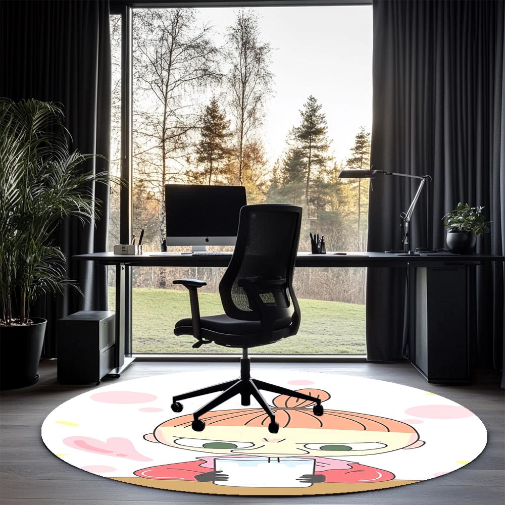 Little My Printed Round Rug Carpet Chair Rug Area Rug Entryway Doormats,for Office Chair Living Room Bedroom Kitchen Room.