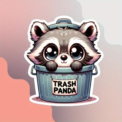 Naklejka Panda Śmieciowa Do Użytku Wewnętrznego i Zewnętrznego - Urocza Naklejka z Szopem Przemysłowym Trwała na Laptopa, Samochód, Bagaż, Deskorolkę