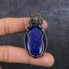 Lapis Lazuli Gemstone Copper Wire Wrap Jewelry Pendant 2.29" D7s43