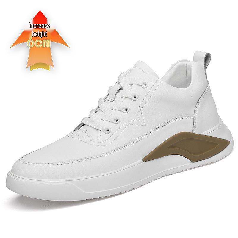2022 Men s Two-Layer Leather Height Increasing Casual Sneakers 40