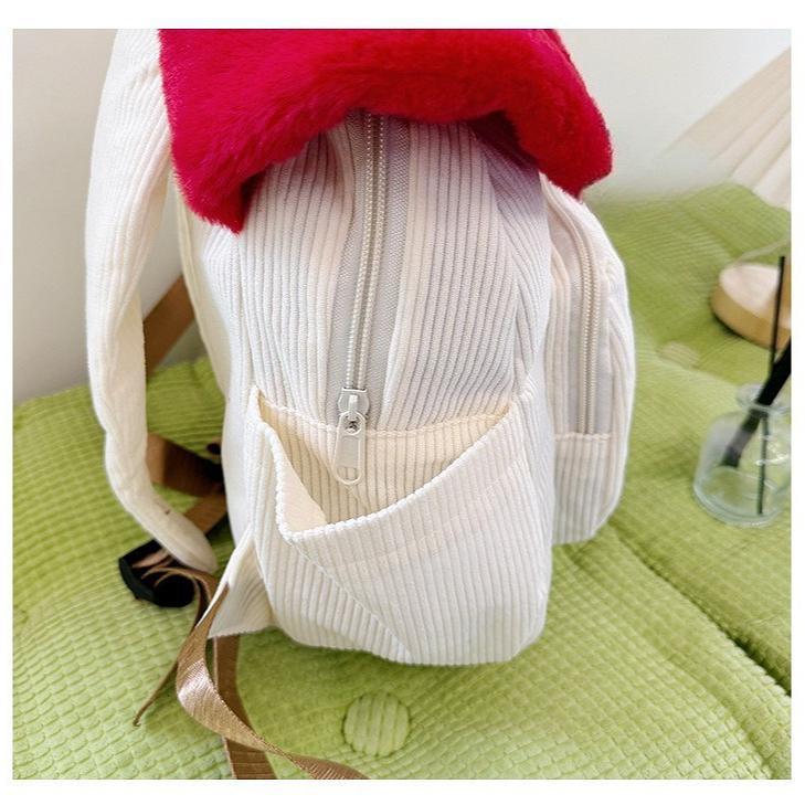 Cute Corduroy Mushroom Backpack Kawaii Cartoon Mini Backpack Soft Stuffed School Bag Travel Daypack Gift for Girls Kids Women
