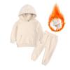 Children's Solid Color Hooded Long Sleeve Top and Pants Set for Medium and Large Boys and Girls - Trendy Autumn Clothing