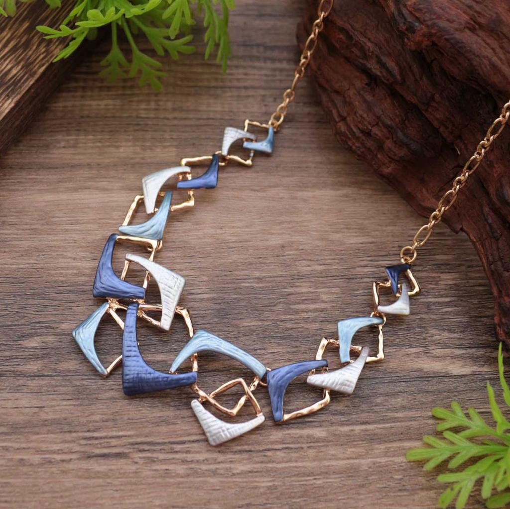 New color painting oil hollow geometric line alloy necklace, women's exaggerated irregular line necklace