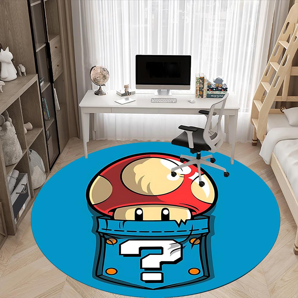1pc Mario Mushroom Mystery Office Round Area Rug,  Under Office Chairs Bedroom Living Room Home Decor a0926205