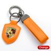 1/Set Shield Keychain Leather Key Ring Creative Pendant Gift Accessory For Porsche Panamera Macan Boxster Cayman Cayenne 911 718 fvbm70