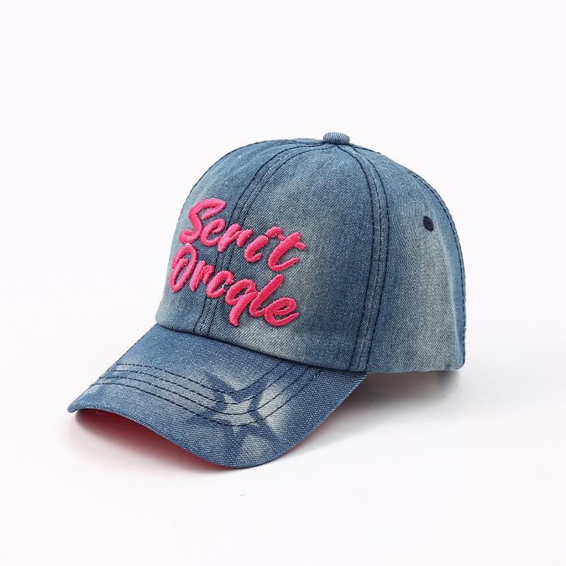Alphabet denim baseball cap summer hat women's sunscreen cap fashion out of the street curved brim adjustable cap tide