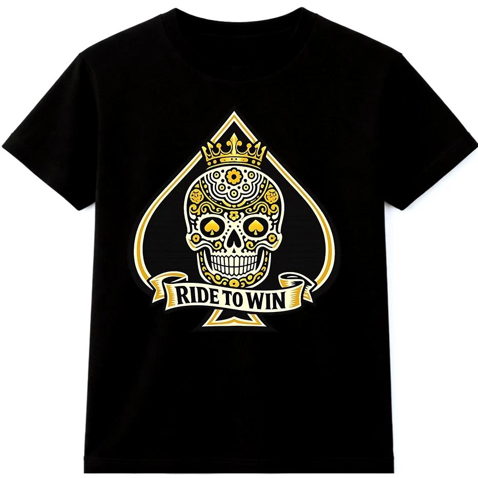 Poker T Shirt Skull Spade Ace Casino Gambling Card Game Graphic Tee S