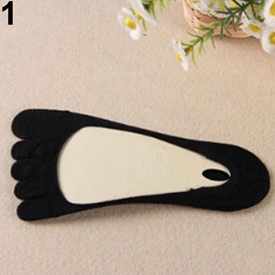 Women Ankle Invisible Non Slip Cotton Silicone Hosiery Five Finger Toe Socks