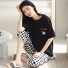 Pajamas Women's Summer, New Spring and Summer Short-sleeved Cute Loose Cropped Pants Loungewear Two-piece Set Summer