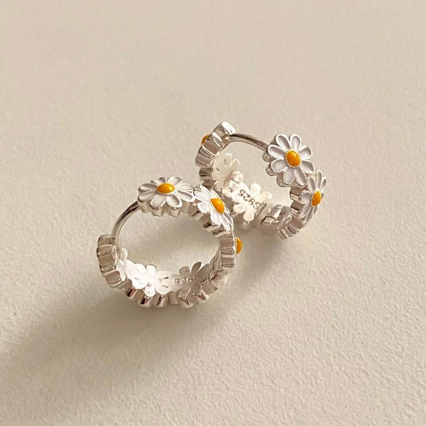 Pendientes de Margarita de Plata 925 Para Mujer Joyería de Lujo Vintage Accesorios de Compromiso Boda Alergia