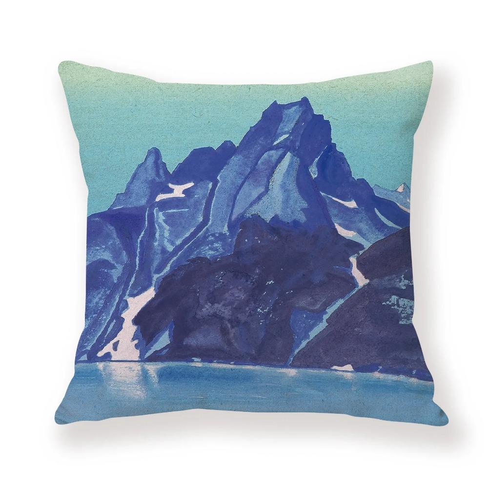 

Juste de coussin de voiture de canape de Bureau, taie d oreiller de luxe, украшение дома, мотив ciel coloré de montagne de neige 40x40cm