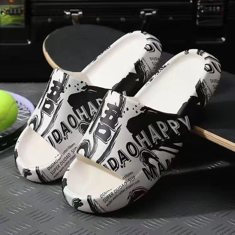 Summer Anime Printing Slippers Men's Sandals Summer Couple Slippers Fashion Thick Bottom Anti-slip Slip-on Holidays Beach Shoes