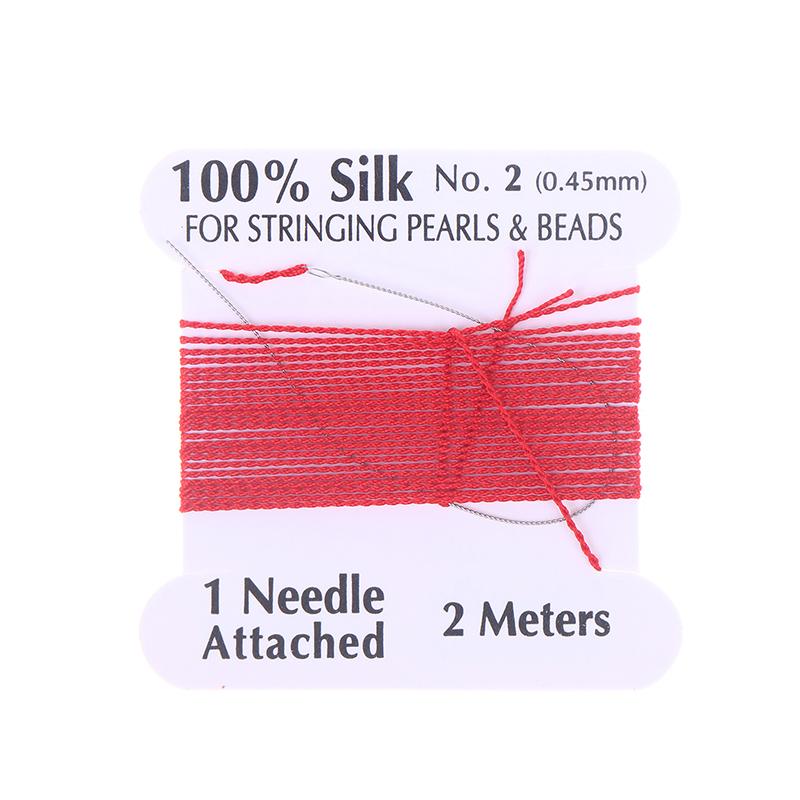 2# 0.45Mm 10Szt./Worek Ręcznie Robiony 100% Naturalny Jedwabny Sznurek Lina Z Nawlekaną Jedwabną Nicią Igła Końcówka Jedwab Do Tworzenia Biżuterii DIY
