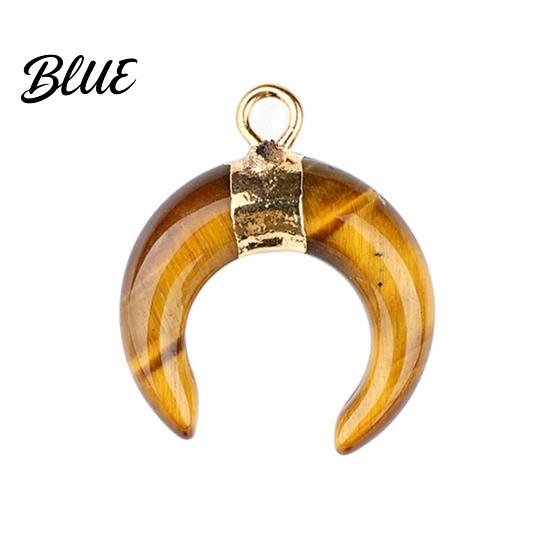 DIY Pendant Charm Gold-Plated Edging Crescent Horn Design Natural Imitation