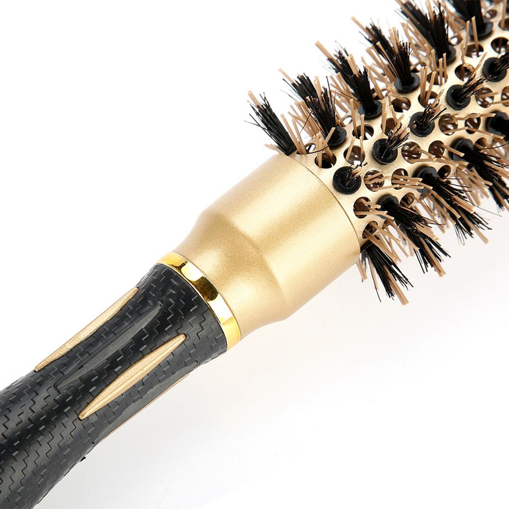 Portable Anion Anti static Round Hair Comb Salon Styling Brush Gold & Black (25mm)