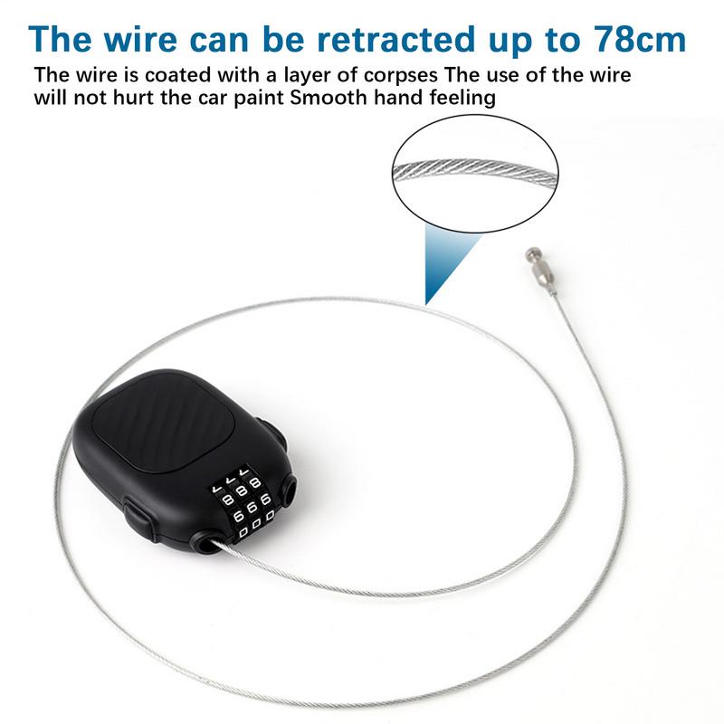 Retractable Cable Lock Portable Retractable Stroller Lock Black Backpack Safety Locker Snowboard Security Device for Luggage