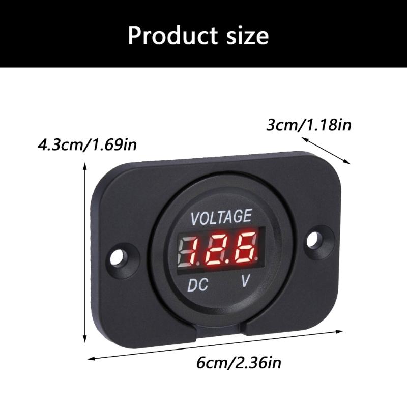 Bright LED Display Voltage Monitor Universal 12V 24V Voltmeter Panel Battery Monitor For Automotive Use