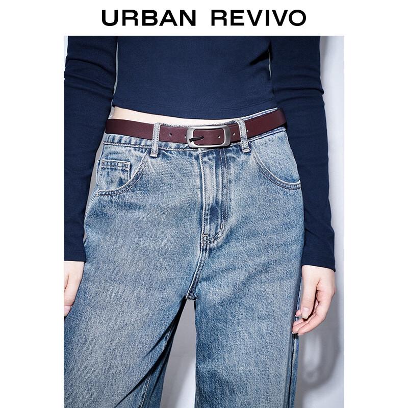 UR 2025 Women's Retro Wide-Leg Denim Pants with Belt