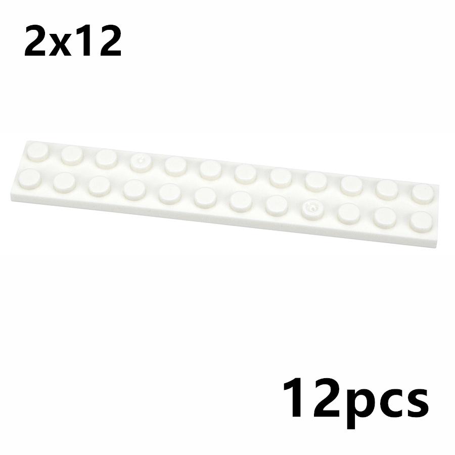 12Pcs Thin Long Plate 2x12 Dots DIY Building Blocks Figures Color Educational Creative Size Bricks Toys Compatible With 2455